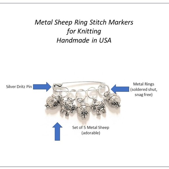 Sheep Stitch Markers Knitting Metal Ring Set Gifts for Knitters Notions - Picture 2 of 4